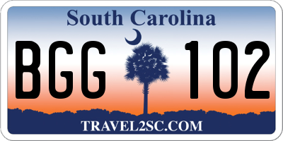 SC license plate BGG102