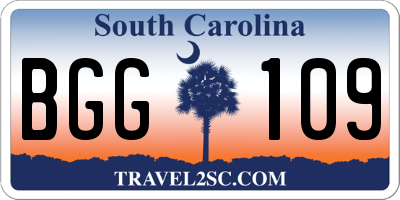 SC license plate BGG109