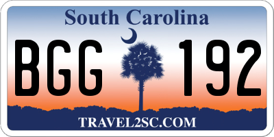 SC license plate BGG192