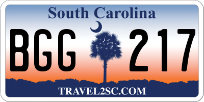SC license plate BGG217