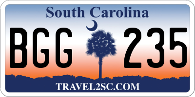 SC license plate BGG235