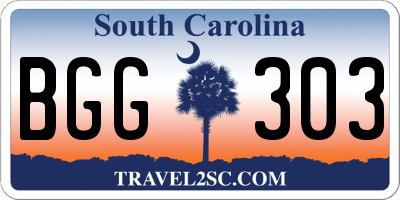 SC license plate BGG303