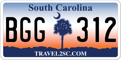 SC license plate BGG312