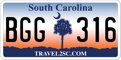 SC license plate BGG316