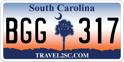 SC license plate BGG317
