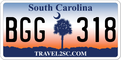 SC license plate BGG318