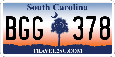 SC license plate BGG378
