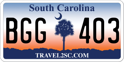 SC license plate BGG403