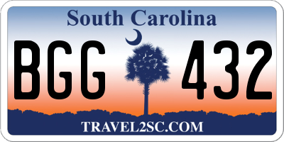 SC license plate BGG432