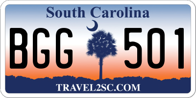 SC license plate BGG501