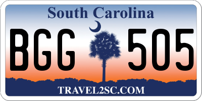SC license plate BGG505