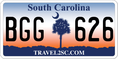 SC license plate BGG626