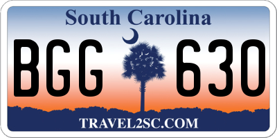 SC license plate BGG630