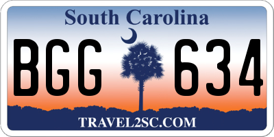 SC license plate BGG634