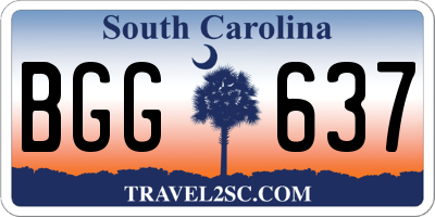 SC license plate BGG637