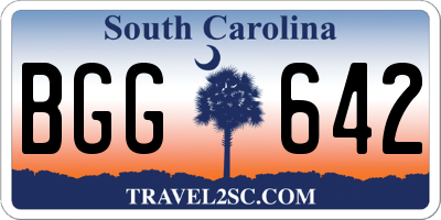 SC license plate BGG642