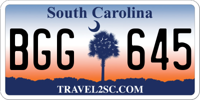 SC license plate BGG645
