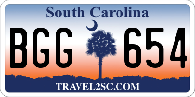 SC license plate BGG654