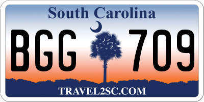 SC license plate BGG709