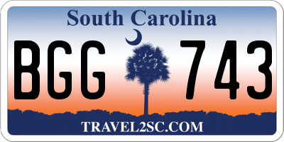 SC license plate BGG743