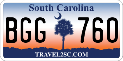 SC license plate BGG760