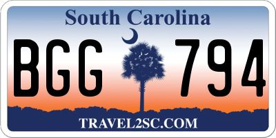 SC license plate BGG794