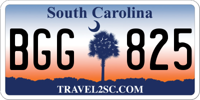 SC license plate BGG825
