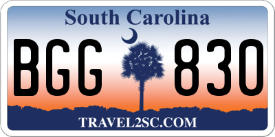 SC license plate BGG830