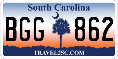 SC license plate BGG862