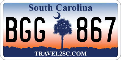 SC license plate BGG867