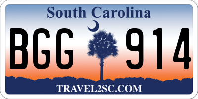 SC license plate BGG914