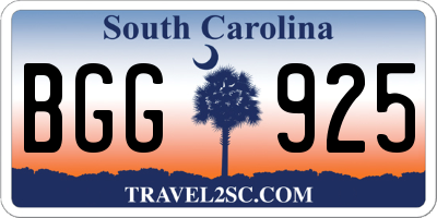 SC license plate BGG925