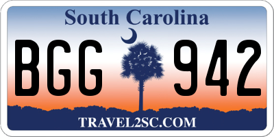 SC license plate BGG942