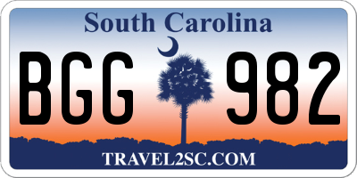 SC license plate BGG982