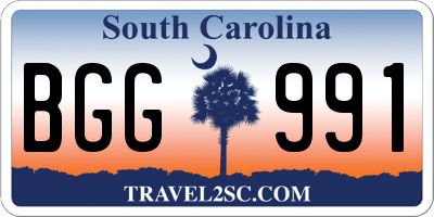SC license plate BGG991