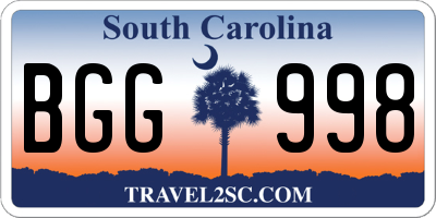 SC license plate BGG998