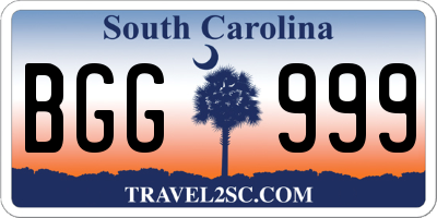 SC license plate BGG999