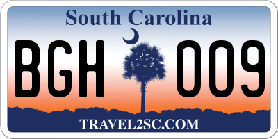 SC license plate BGH009