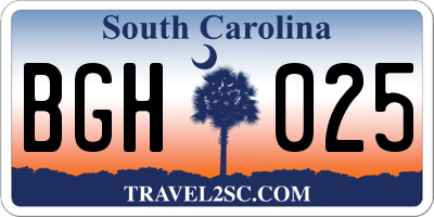 SC license plate BGH025