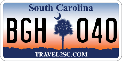 SC license plate BGH040