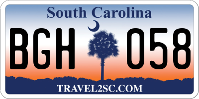 SC license plate BGH058