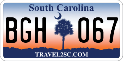 SC license plate BGH067