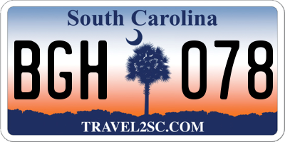 SC license plate BGH078