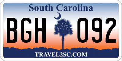 SC license plate BGH092