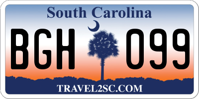 SC license plate BGH099