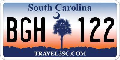 SC license plate BGH122