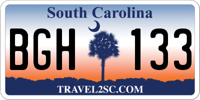 SC license plate BGH133