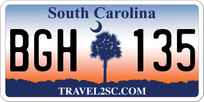 SC license plate BGH135