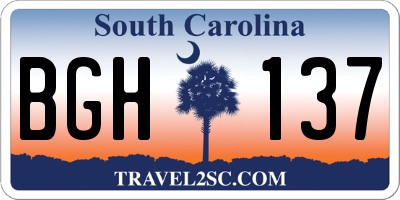 SC license plate BGH137