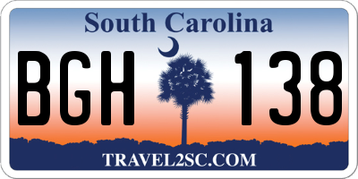 SC license plate BGH138